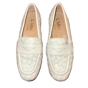 L'idea Italian Leather Woven Loafers Size 38 NWOB